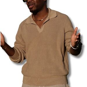 Todd Snyder Men's Tan Polo Sweater